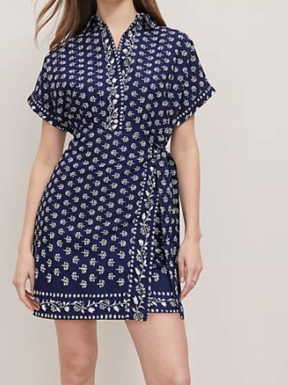 Ann Taylor Weekend Navy Floral Wrap Dress Size 12 NWT